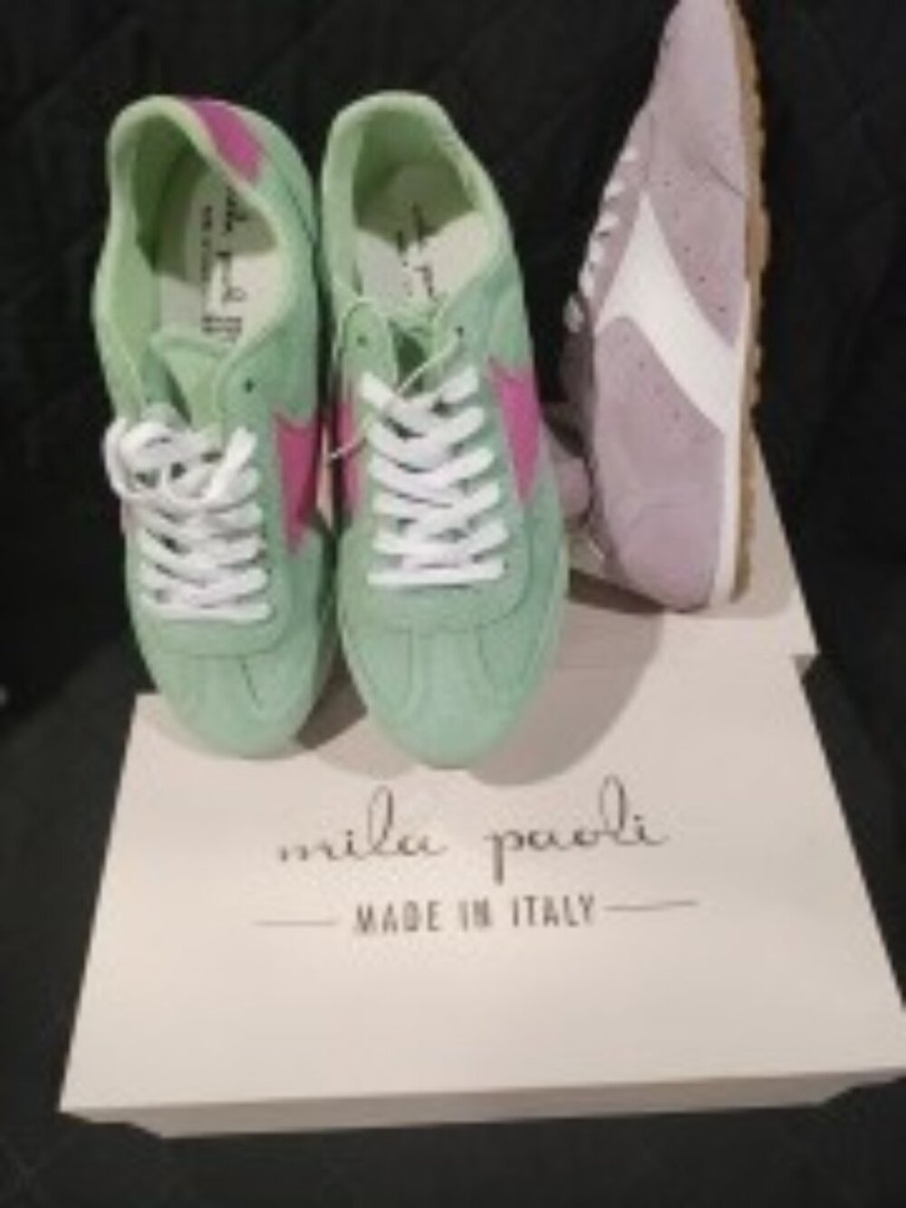 Mila Paoli active wear shoes in pink and green